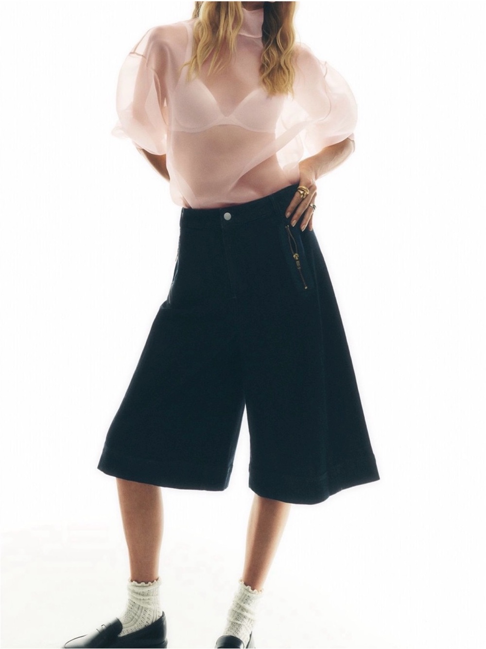 Anthropologie Women's dark wash wide leg denim culottes  size 29 nwt - Picture 4 of 4